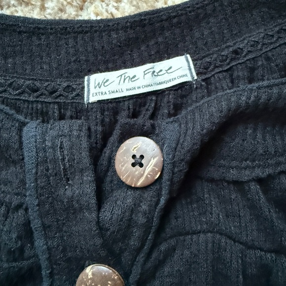 Free People We the Free Long Sleeve Lounge Flowy Top black xs - Picture 2 of 5